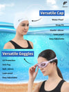 FabSports Adjustable Swim Goggles and Unisex Silicone Swim Cap Combo
