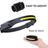 FabSports USB Rechargeable LED Head lamp with 230° Illumination, 5 Modes of light with Motion Sensor