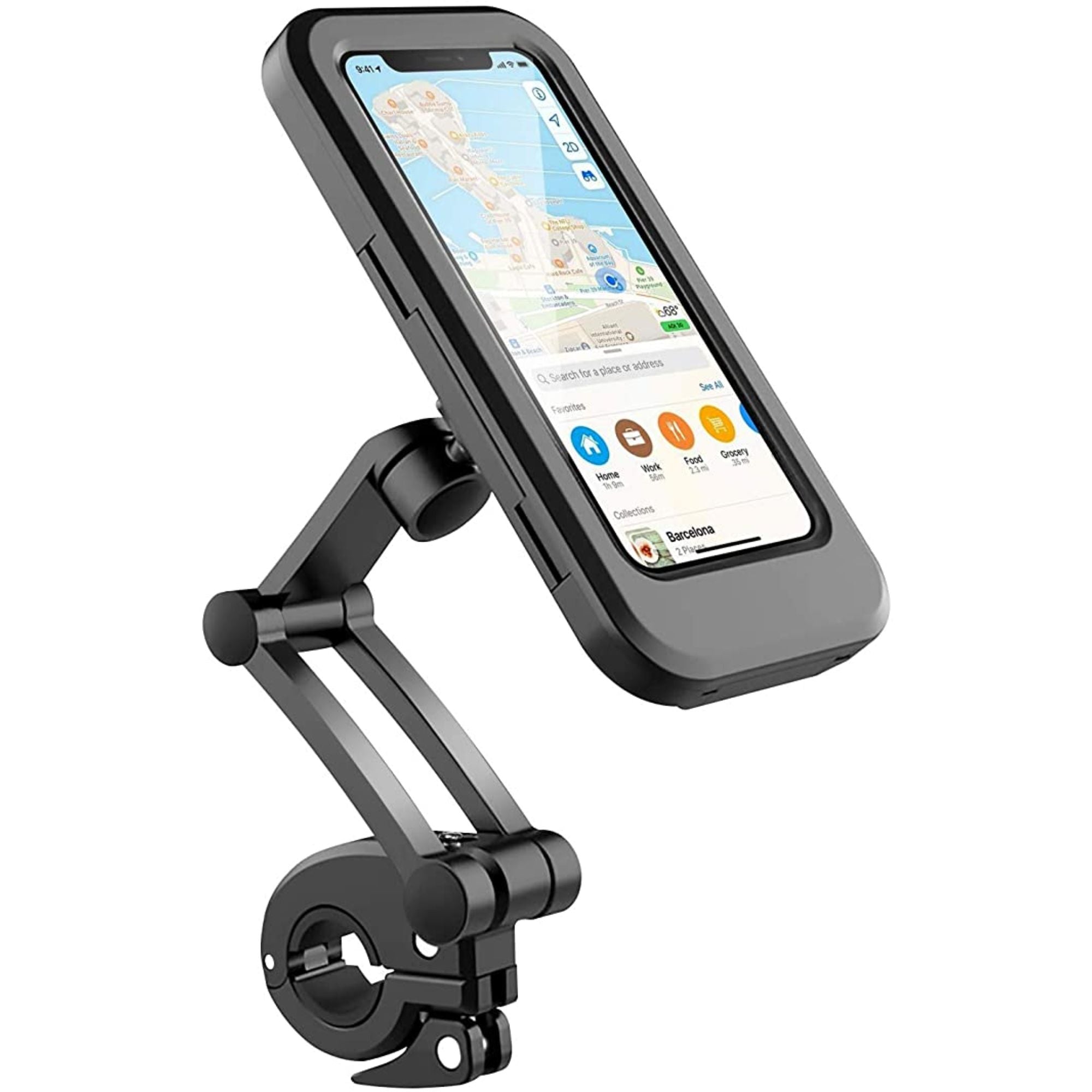 FabSports Waterproof Bicycle Mobile Phone Mount Cell Phone Holder / Cradle  Motorcycle- 360° Adjustable, Universal Phone Holder with TPU Touch-Screen