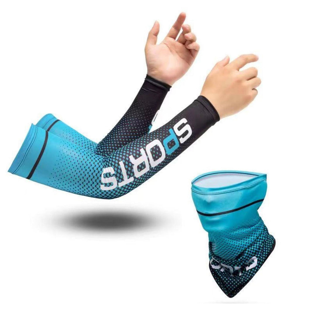 FabSports Cooling Arm Sleeves & Bandana combo for Men & Women with UV Protection, Quick Dry.