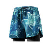 FabSports Men's Quick Dry Swim Shorts / Trunks with Inner Lining | Lightweight 2-in-1 Athletic Shorts for Swimming, Gym & Outdoors | 95% Polyester 5% Spandex, Floral & Geometric Prints,Blue
