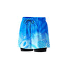 FabSports Men's Quick Dry Swim Shorts / Trunks with Inner Lining | Lightweight 2-in-1 Athletic Shorts for Swimming, Gym & Outdoors | 95% Polyester 5% Spandex, Floral & Geometric Prints,Bright Blue