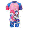 FABSPORTS Kids Girls Unicorn Print Full Coverage Swimsuit | Half Sleeve & Shorts | Quick-Dry Modest One-Piece Swimwear for Pool Beach Waterpark, Pink