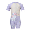 FABSPORTS Kids Girls Unicorn Print Full Coverage Swimsuit | Half Sleeve & Shorts | Quick-Dry Modest One-Piece Swimwear for Pool Beach Waterpark , Purple
