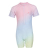 FABSPORTS Kids Girls Rainbow Ombre Tie Dye Full Coverage Swimsuit | Half Sleeve & Shorts | Quick-Dry Modest One-Piece Rash Guard Swimwear (2-12 Years),Mutlicolor
