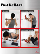 Load image into Gallery viewer, FabSports Adjustable Pull-Up Bar with Foam Grip Handles, Non-Slip Rubber Design, and Scratch-Free Lever for Full-Body Workouts at Home or Gym
