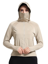 Load image into Gallery viewer, FabSports UV SunScreen Lightweight Grey Jacket with UPF 50+ For Women (BEIGE)
