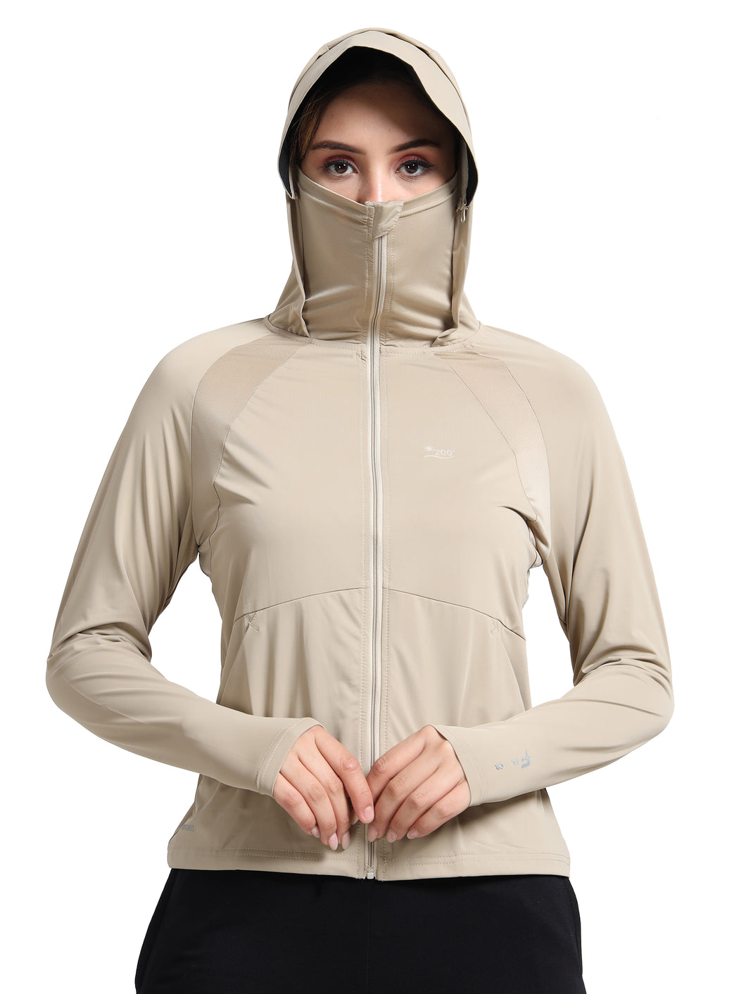 FabSports UV SunScreen Lightweight Grey Jacket with UPF 50+ For Women (BEIGE)