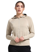Load image into Gallery viewer, FabSports UV SunScreen Lightweight Grey Jacket with UPF 50+ For Women (BEIGE)
