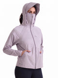 FabSports Women's UV Protection Sun Screen Jacket, Full Zip Sun Protection Clothing, Lightweight with UPF 50+ Protection for Outdoors, with Pockets, Sun Protective Clothing for Women, Purple