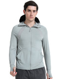 FabSports Men's UV Protection Sun Screen Jacket, Full Zip Sun Protection Clothing, Lightweight with UPF 50+ Protection for Outdoors, with Pockets, Sun Protective Clothing for Men, Grey