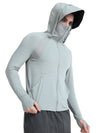 FabSports Men's UV Protection Sun Screen Jacket, Full Zip Sun Protection Clothing, Lightweight with UPF 50+ Protection for Outdoors, with Pockets, Sun Protective Clothing for Men, Grey