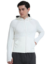 Load image into Gallery viewer, FabSports Men&#39;s UV Protection Sun Screen Jacket, Full Zip Sun Protection Clothing, Lightweight with UPF 50+ Protection for Outdoors, with Pockets, Sun Protective Clothing for Men, White
