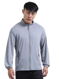 FabSports Men's UPF 50+ Sun Protection Jacket – Lightweight, Full Zip Summer Jacket with Quick-Dry Fabric, Reflective Strips & Pockets – Ideal for Outdoor Activities