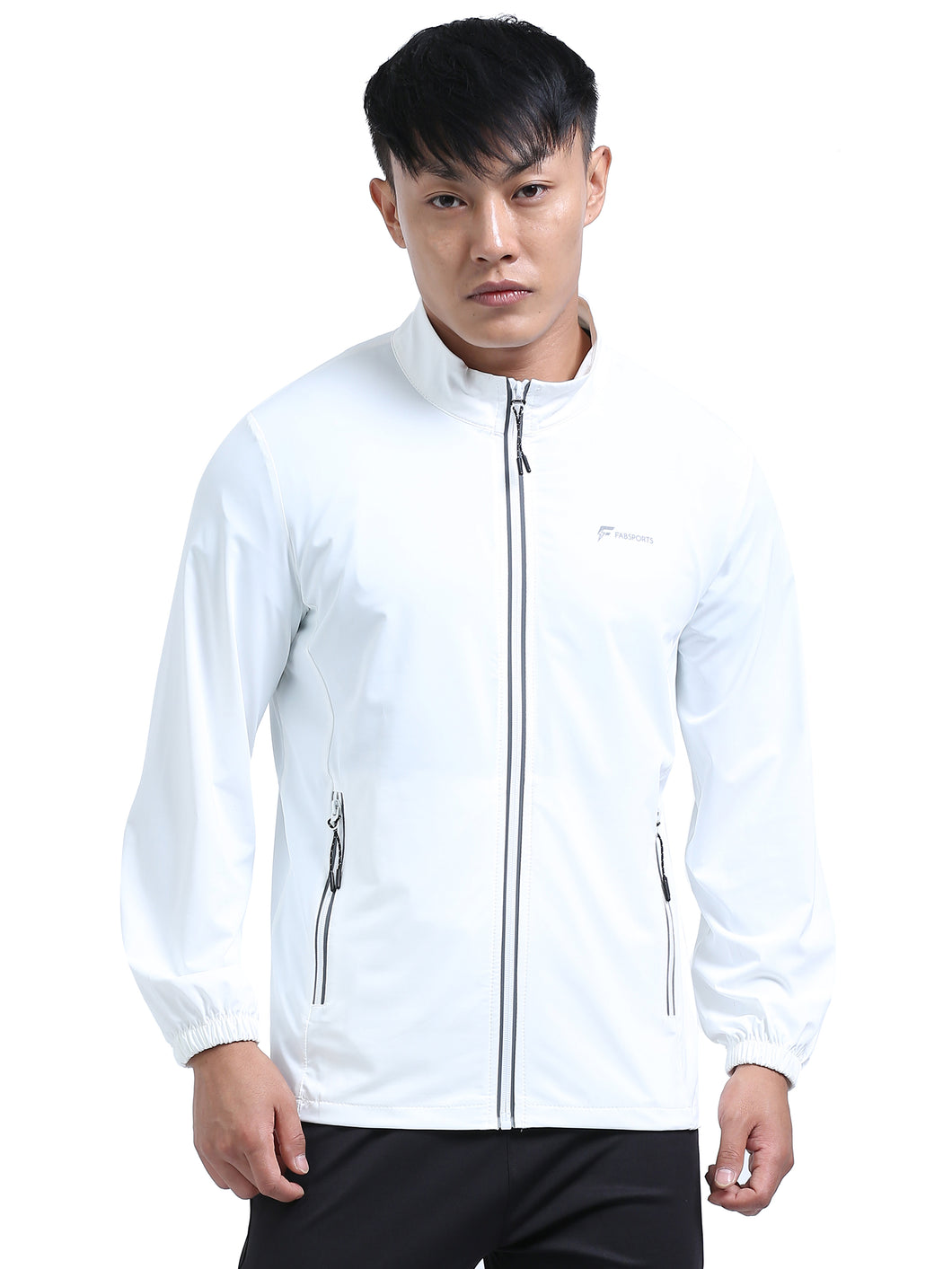 FabSports Men's UPF 50+ Sun Protection Jacket – Lightweight, Full Zip Summer Jacket with Quick-Dry Fabric, Reflective Strips & Pockets – Ideal for Outdoor Activities