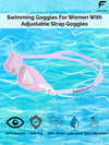 FabSports Adjustable Swim Goggles for Men & Women, Anti-Fog, Anti-UV, Leakproof, Durable, Comfortable Fit for Ages 10+