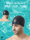 FabSports Unisex Black Silicone Swim Cap
