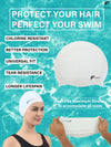 FabSports Unisex White Silicone Swim Cap