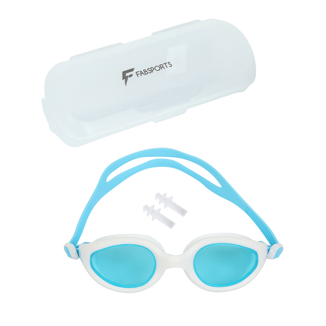 FabSports Anti-Fog & Anti-UV Unisex Blue Swim Goggles