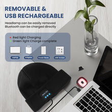 Load image into Gallery viewer, FabSports Winter Black Skull Bluetooth &amp; Led Headlights Cap

