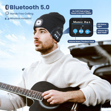 Load image into Gallery viewer, FabSports Winter Black Skull Bluetooth &amp; Led Headlights Cap
