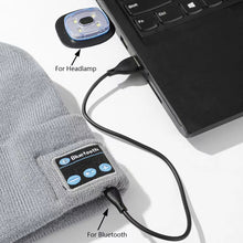 Load image into Gallery viewer, FabSports Winter Black Skull Bluetooth &amp; Led Headlights Cap
