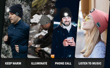 Load image into Gallery viewer, FabSports Winter Black Skull Bluetooth &amp; Led Headlights Cap

