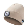 FabSports Winter Beige Skull Bluetooth & Led Headlights Cap