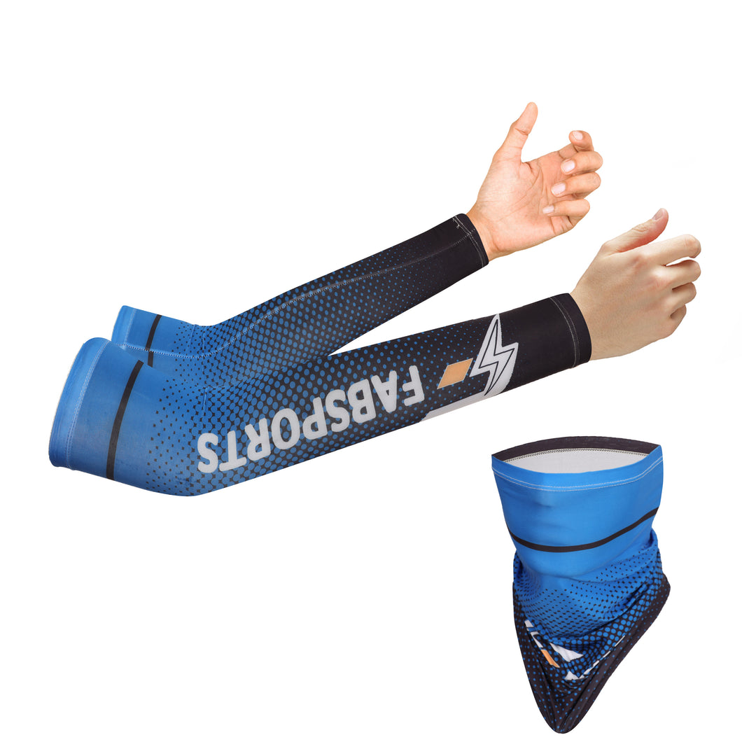 FabSports Cooling Arm Sleeves & Bandana combo for Men & Women with UV Protection, Quick Dry