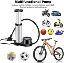 Load image into Gallery viewer, FabSports Portable High Pressure Foot Air Pump with pressure gauge for Cars, Bikes, Bicycles, Balls, Balloons etc
