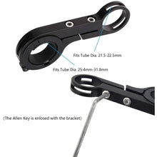 Load image into Gallery viewer, FabSports Black lightweight Aluminium Bicycle Handlebar extender for Headlamps
