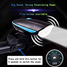Load image into Gallery viewer, FabSports Waterproof Blue Bicycle LED Headlight with Horn
