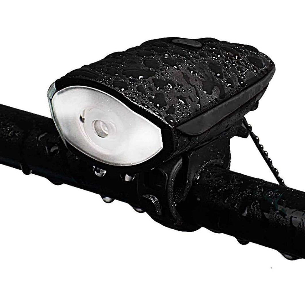 FabSports Waterproof Black Bicycle LED Headlight with Horn
