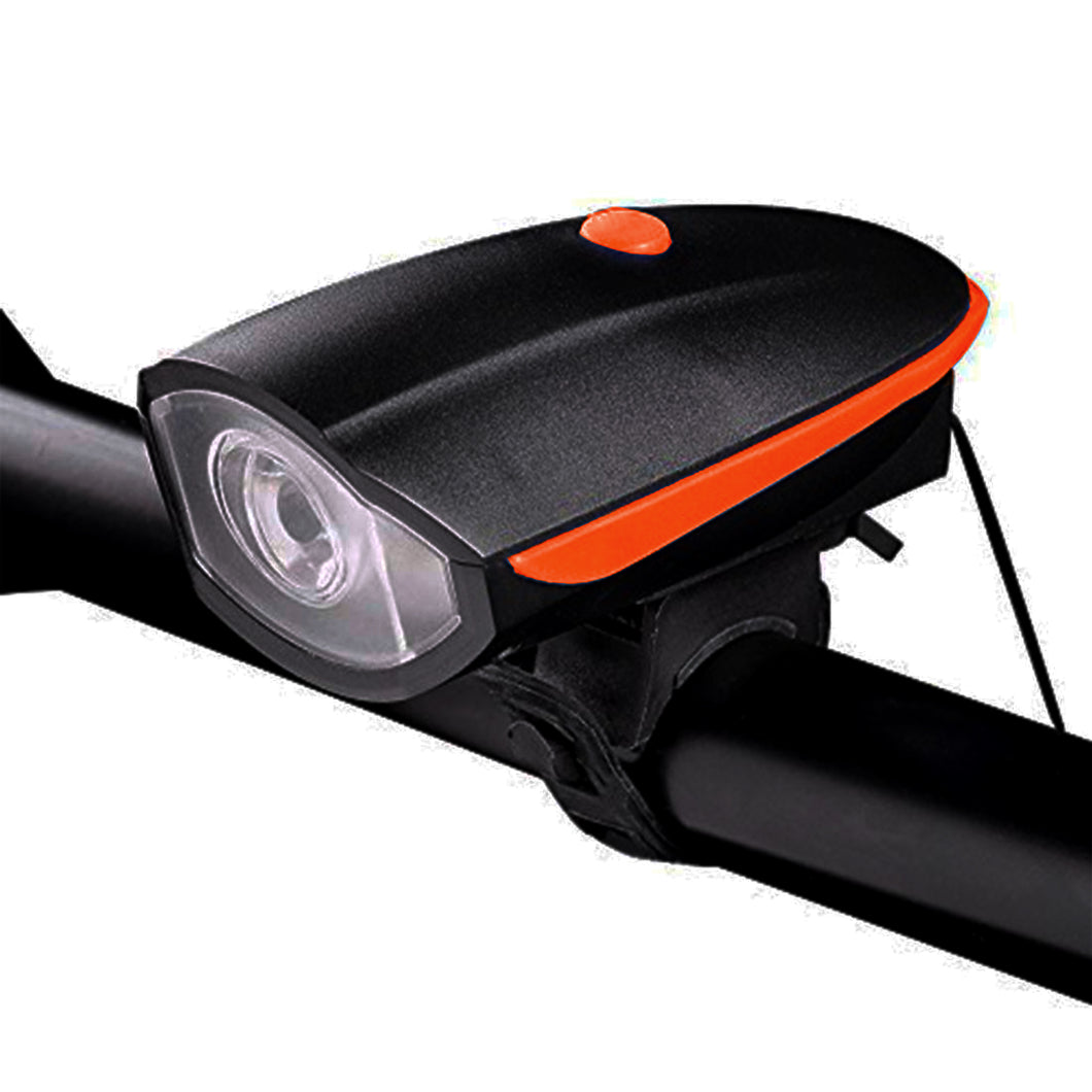 FabSports Waterproof Black Bicycle LED Headlight with Horn