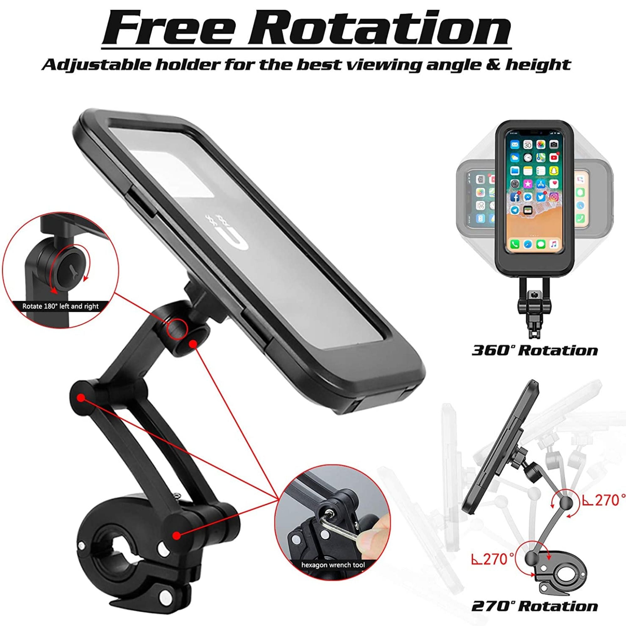 FabSports Waterproof Bicycle Mobile Phone Mount Cell Phone Holder