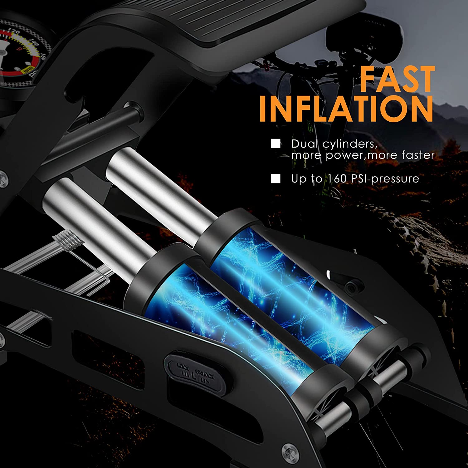 Aedcbaide Double Barrel Foot Pump Double Cylinder Bike Pump Portable | Seychelles