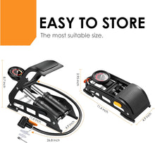 Load image into Gallery viewer, FabSports Double Cylinder Portable Floor Foot Pump | Air Tyre Inflator with 160 PSI Pressure Gauge for | Car Tyres |Bicycle Tyres | Bike Tyres | Motorcycle Tyres | Balls | Balloons

