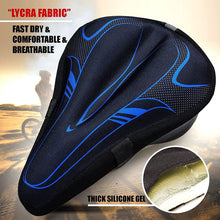 Load image into Gallery viewer, FabSports Gel Bike Blue Seat Cover- Premium Bicycle Gel cushion Saddle Pad, Fits Narrow / Slim Seats
