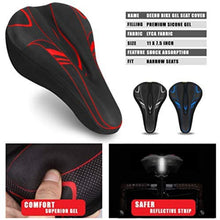 Load image into Gallery viewer, FabSports Gel Bike Red Seat Cover- Premium Bicycle Cushion Gel Saddle Pad, Fits Narrow / Slim Seats
