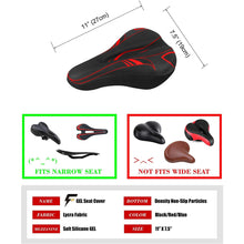 Load image into Gallery viewer, FabSports Gel Bike Red Seat Cover- Premium Bicycle Cushion Gel Saddle Pad, Fits Narrow / Slim Seats
