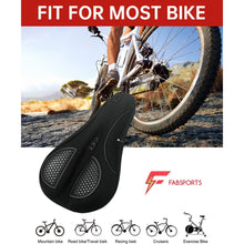 Load image into Gallery viewer, FabSports Bike/Bicycle Seat Cover with Thick soft Padded Gel &amp; Memory foam for extra Comfort for endurance and long rides for Cycling, Spinning Class, Exercise Bike etc
