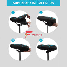 Load image into Gallery viewer, FabSports Bike/Bicycle Seat Cover with Thick soft Padded Gel &amp; Memory foam for extra Comfort for endurance and long rides for Cycling, Spinning Class, Exercise Bike etc
