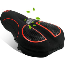 Load image into Gallery viewer, FabSports Bike/Bicycle Seat Cover with Thick soft Padded Gel &amp; Memory foam for extra Comfort for endurance and long rides for Cycling, Spinning Class, Exercise Bike etc
