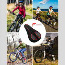 Load image into Gallery viewer, FabSports Bike/Bicycle Seat Cover with Thick soft Padded Gel &amp; Memory foam for extra Comfort for endurance and long rides for Cycling, Spinning Class, Exercise Bike etc
