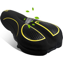 Load image into Gallery viewer, FabSports Bike/Bicycle Seat Cover with Thick soft Padded Gel &amp; Memory foam for extra Comfort for endurance and long rides for Cycling, Spinning Class, Exercise Bike etc
