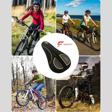 Load image into Gallery viewer, FabSports Bike/Bicycle Seat Cover with Thick soft Padded Gel &amp; Memory foam for extra Comfort for endurance and long rides for Cycling, Spinning Class, Exercise Bike etc
