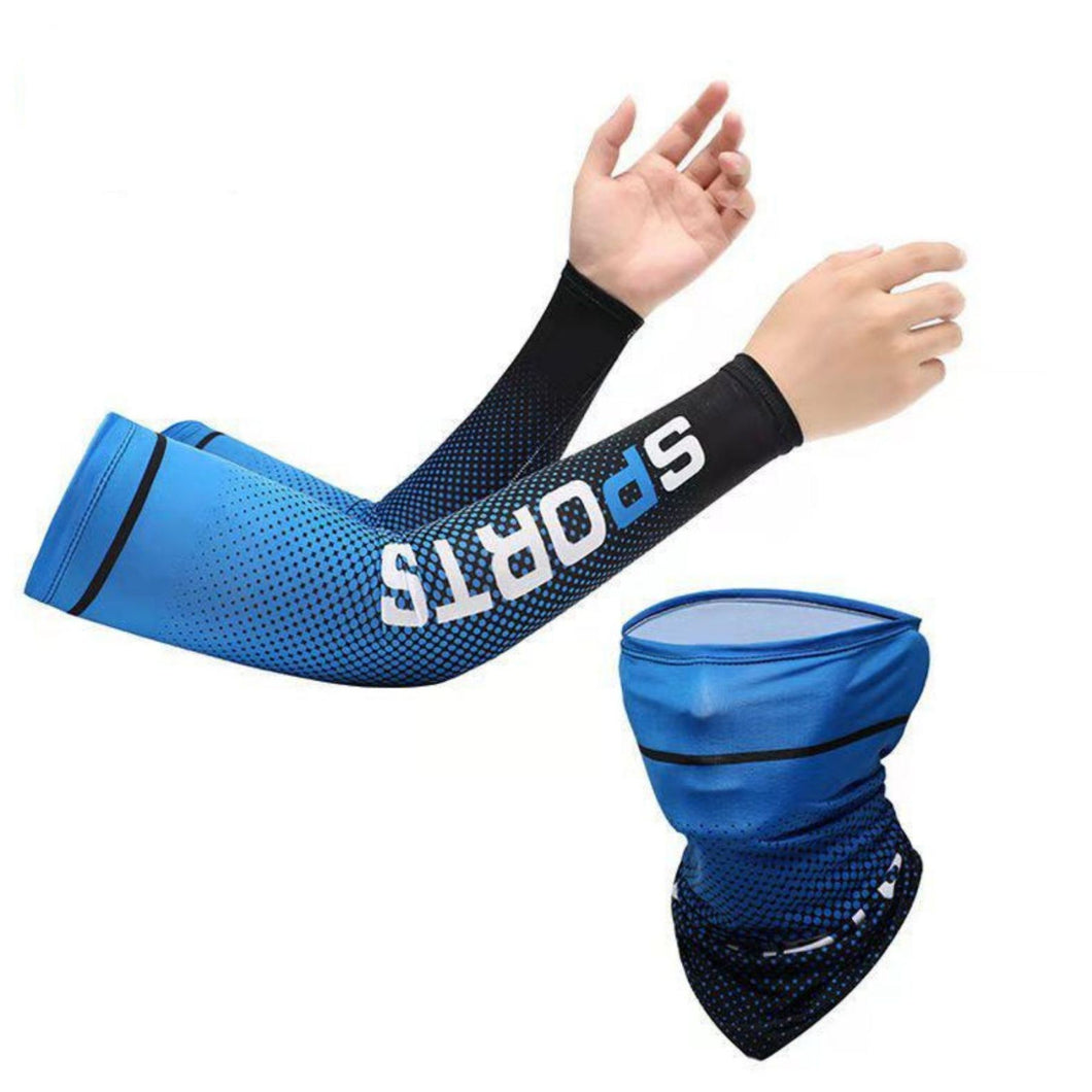 FabSports Cooling Arm Sleeves & Bandana combo for Men & Women with UV Protection, Quick Dry.