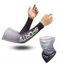 Load image into Gallery viewer, FabSports Cooling Arm Sleeves &amp; Bandana combo for Men &amp; Women with UV Protection, Quick Dry.

