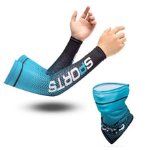 Load image into Gallery viewer, FabSports Cooling Arm Sleeves &amp; Bandana combo for Men &amp; Women with UV Protection, Quick Dry.
