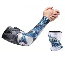 Load image into Gallery viewer, FabSports Cooling Tatoo Arm Sleeves &amp; Bandana combo for Men &amp; Women with UV Protection, Quick Dry
